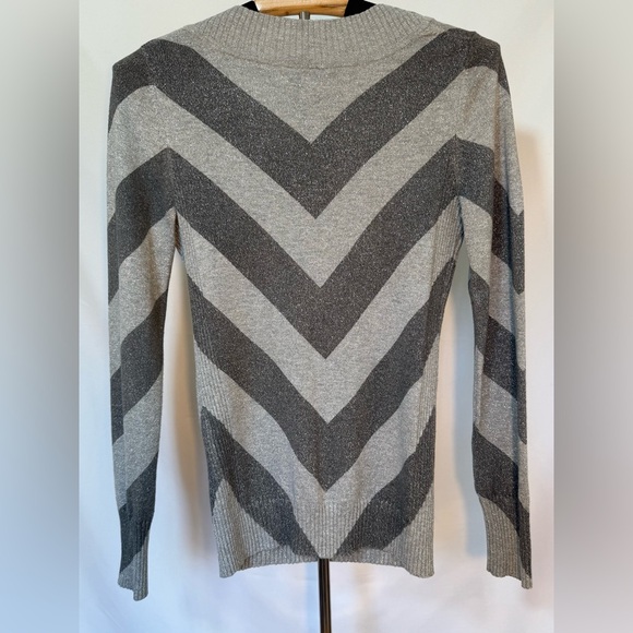 Express Design Studio Metallic Chevron Sweater – Size Small Holiday Top - Picture 3 of 6
